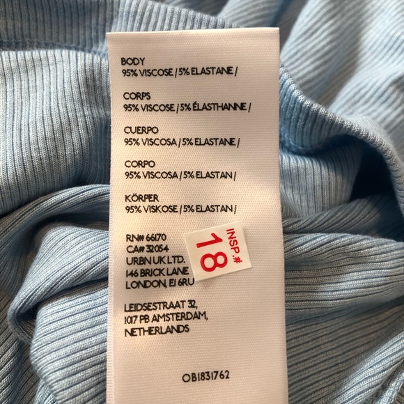 Urban Outfitters BDG Ribbed Off The Shoulder Long Sleeve In Blue. NWOT! Sz L - Picture 6 of 6